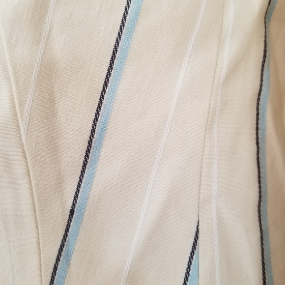 LOFT Linen Blend Cream Striped Cropped Blazer 2 NWT - Picture 7 of 15